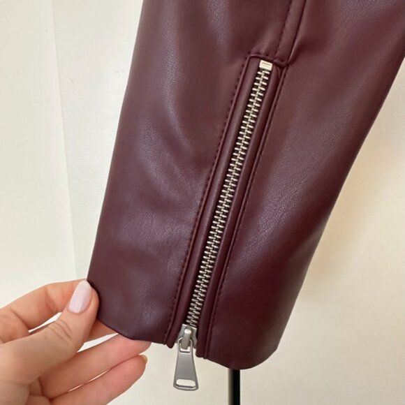 Halogen Faux Leather Moto Jacket, Burgundy, Size S - Picture 11 of 11